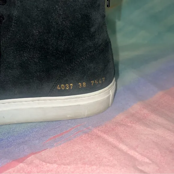 Common Projects Tournament High Tops navy suede shoes size 38