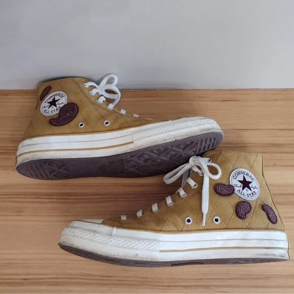 Converse Chuck Taylor 70 High Crafted Patches Sneakers Shoes Burnt Honey M10 W12