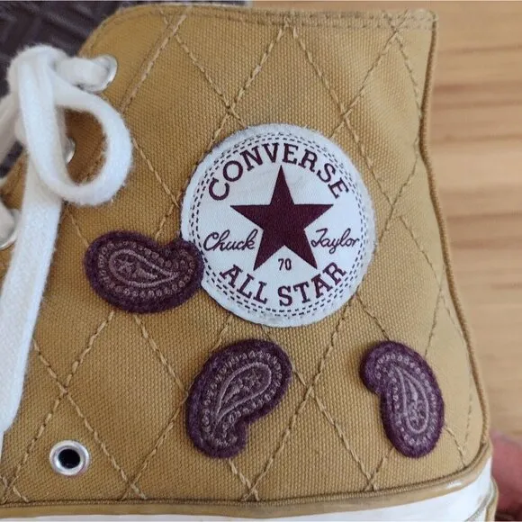 Converse Chuck Taylor 70 High Crafted Patches Sneakers Shoes Burnt Honey M10 W12