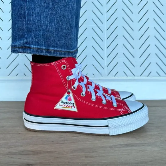 ⭐Converse Ctas Eva Lift Hi Big Kids Shoes Size 5.5 Platform Sneakers Red A08425C