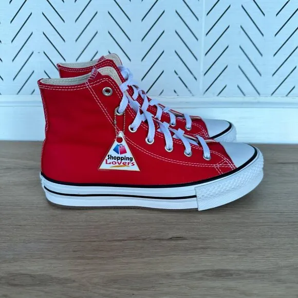 ⭐Converse Ctas Eva Lift Hi Big Kids Shoes Size 5.5 Platform Sneakers Red A08425C