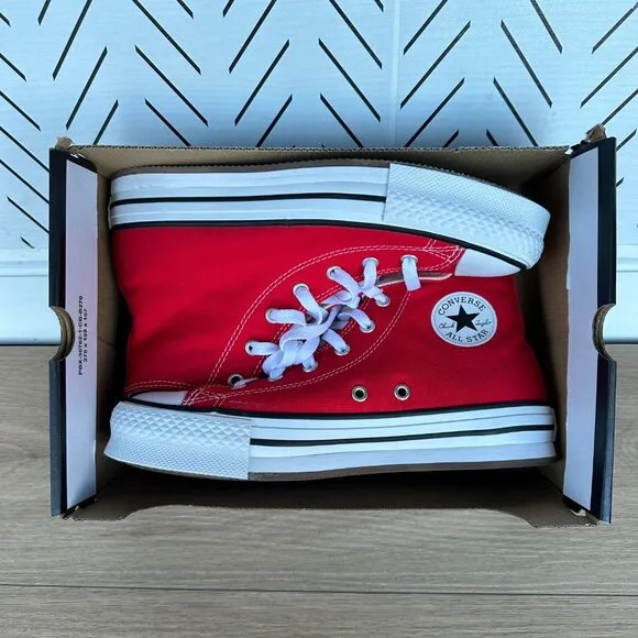 ⭐Converse Ctas Eva Lift Hi Big Kids Shoes Size 5.5 Platform Sneakers Red A08425C