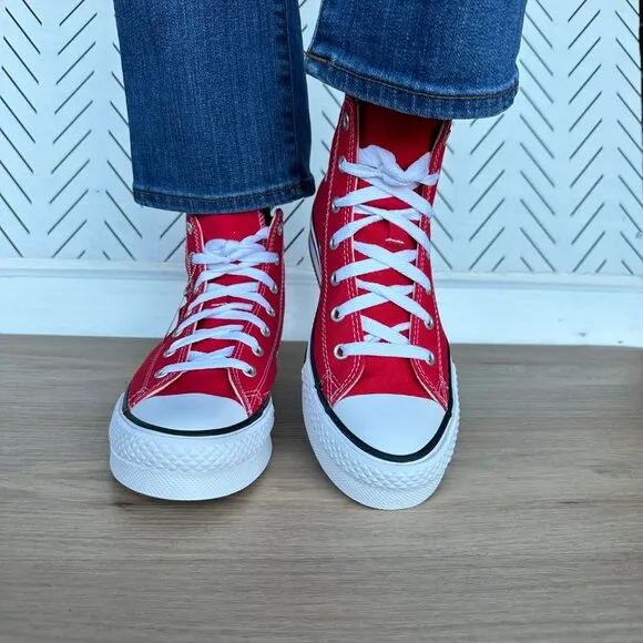 ⭐Converse Ctas Eva Lift Hi Big Kids Shoes Size 5.5 Platform Sneakers Red A08425C