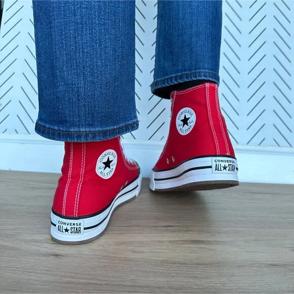 ⭐Converse Ctas Eva Lift Hi Big Kids Shoes Size 5.5 Platform Sneakers Red A08425C