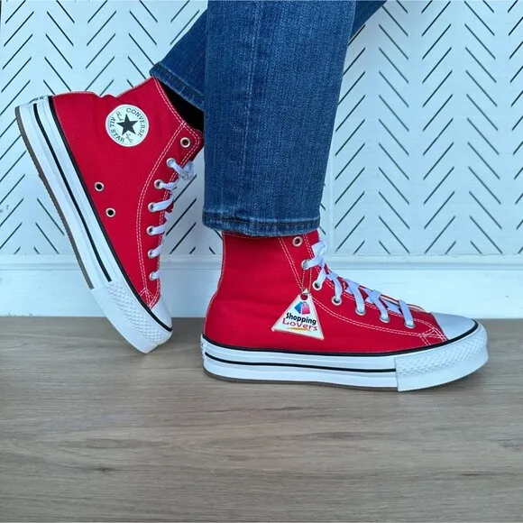 ⭐Converse Ctas Eva Lift Hi Big Kids Shoes Size 5.5 Platform Sneakers Red A08425C