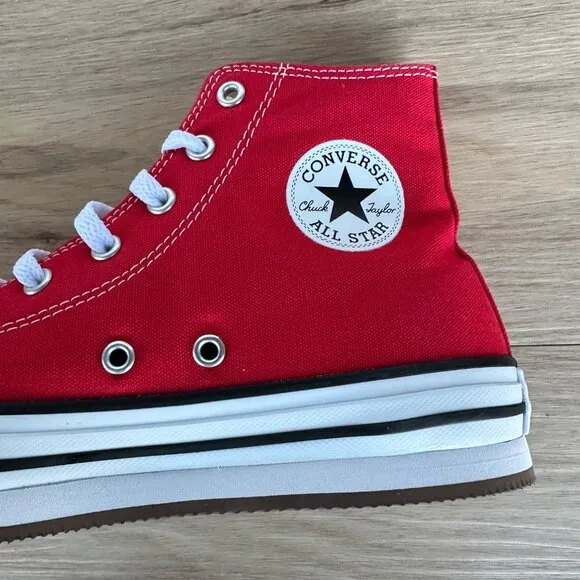 ⭐Converse Ctas Eva Lift Hi Big Kids Shoes Size 5.5 Platform Sneakers Red A08425C