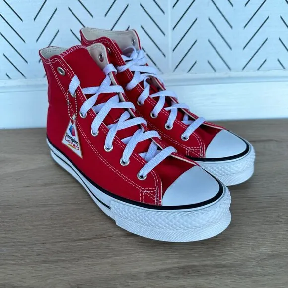 ⭐Converse Ctas Eva Lift Hi Big Kids Shoes Size 5.5 Platform Sneakers Red A08425C