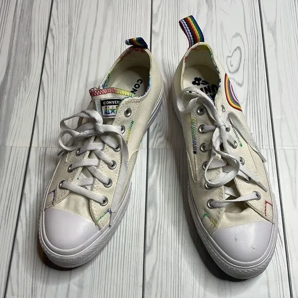 Converse Ctas Lift Ox Egret/University Red Platform Rainbow Pride