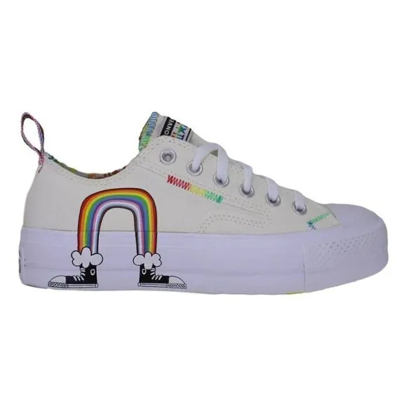 Converse Ctas Lift Ox Egret/University Red Platform Rainbow Pride