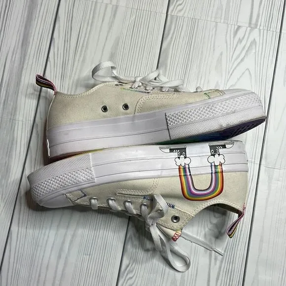 Converse Ctas Lift Ox Egret/University Red Platform Rainbow Pride