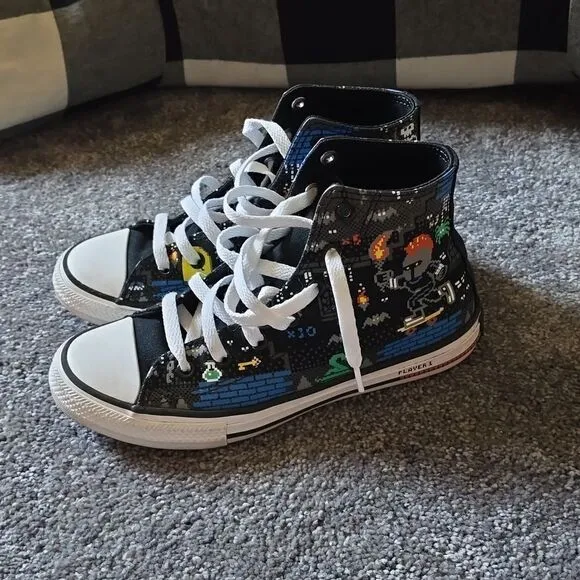 Converse Gamer Knights Dragons Kids Size 3 Sneakers Shoes High-Tops Chucks