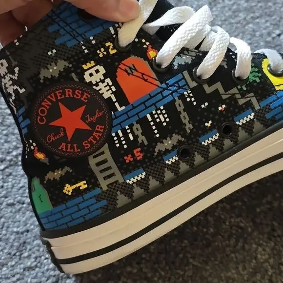 Converse Gamer Knights Dragons Kids Size 3 Sneakers Shoes High-Tops Chucks