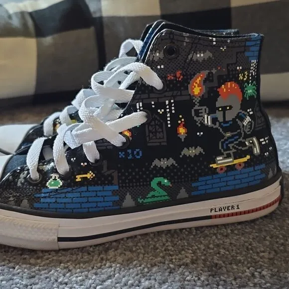 Converse Gamer Knights Dragons Kids Size 3 Sneakers Shoes High-Tops Chucks
