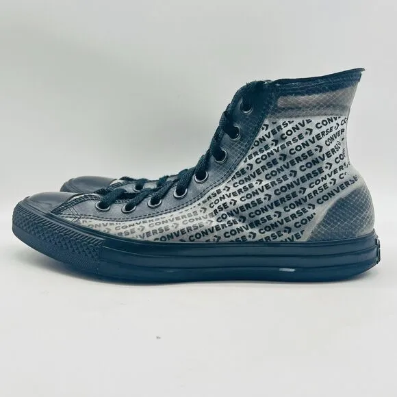 Converse High Tops Mens 8 Black Gray Translucent Sneakers Chucks AS Logo Shoes