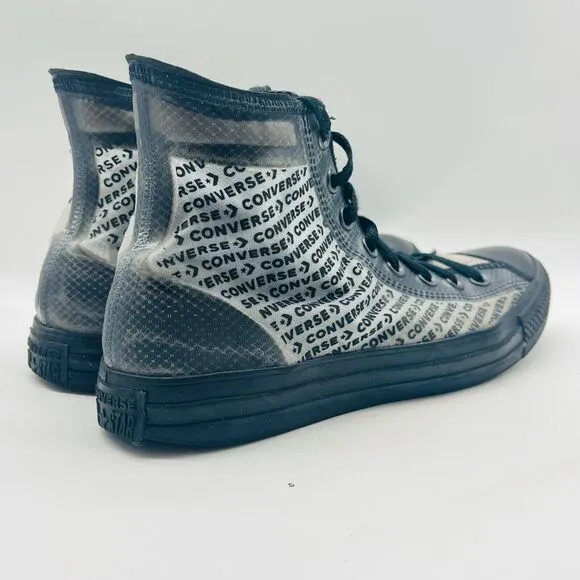Converse High Tops Mens 8 Black Gray Translucent Sneakers Chucks AS Logo Shoes