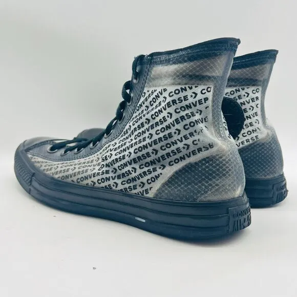 Converse High Tops Mens 8 Black Gray Translucent Sneakers Chucks AS Logo Shoes