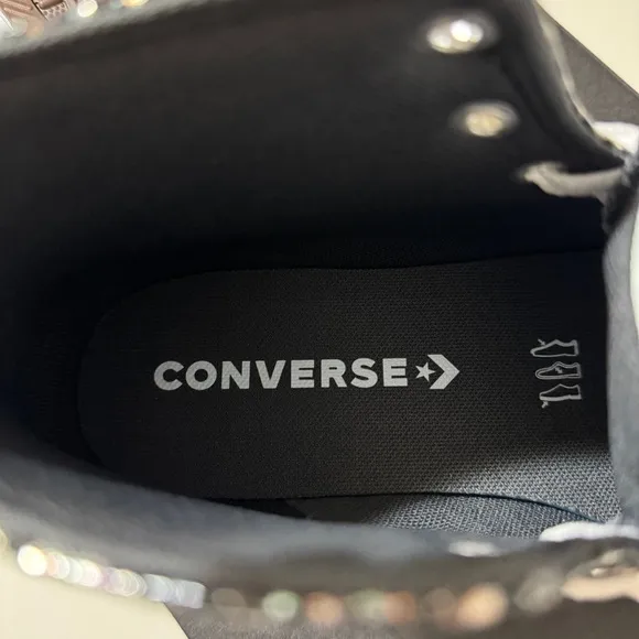 Converse Kid's Chuck Taylor All Star High Black Glitter Shoes US Size 6 A09270C