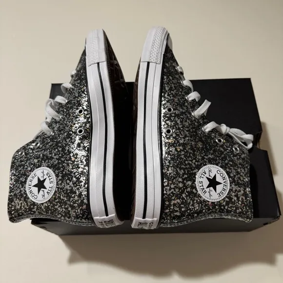 Converse Kid's Chuck Taylor All Star High Black Glitter Shoes US Size 6 A09270C