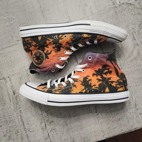 Converse Santa‎ Monica Palm Tree Sunset High Sneaker Shoes Mens 11.5 Womens 13.5