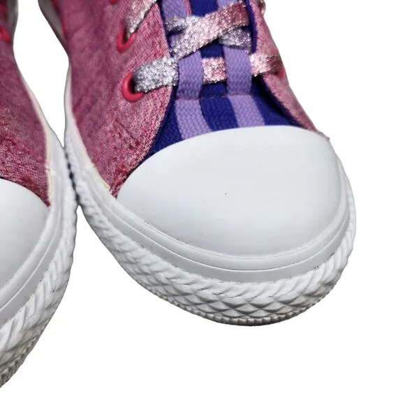 Converse Shoes Juniors 5 Womens 6.5 Pink Purple Striped Shimmery Low Tops