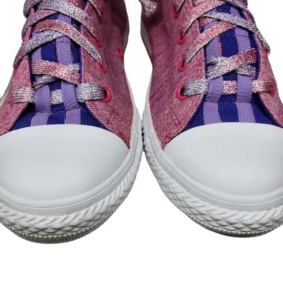 Converse Shoes Juniors 5 Womens 6.5 Pink Purple Striped Shimmery Low Tops