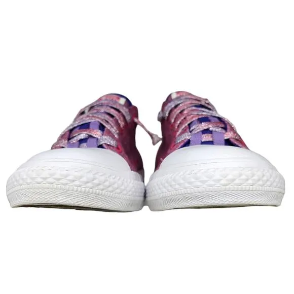 Converse Shoes Juniors 5 Womens 6.5 Pink Purple Striped Shimmery Low Tops