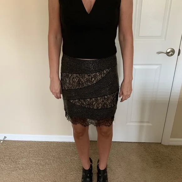 COPY - Haute Hippie Silk Lace and studded  Mini Skirt NWOT  Med
