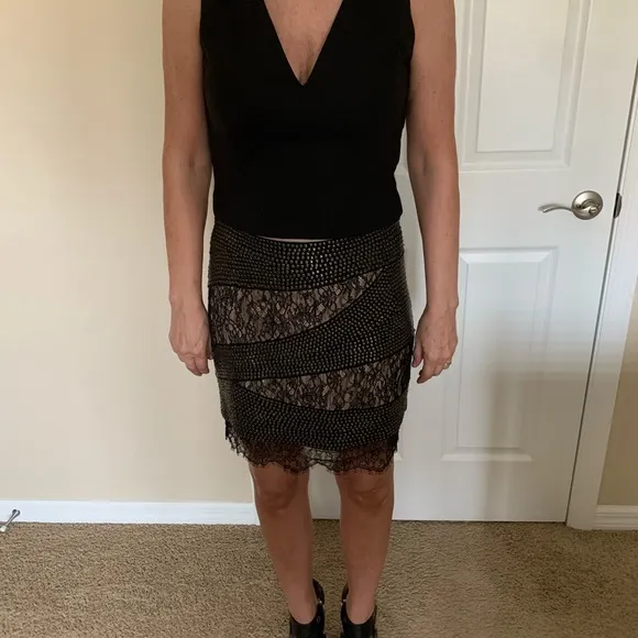 COPY - Haute Hippie Silk Lace and studded  Mini Skirt NWOT  Med
