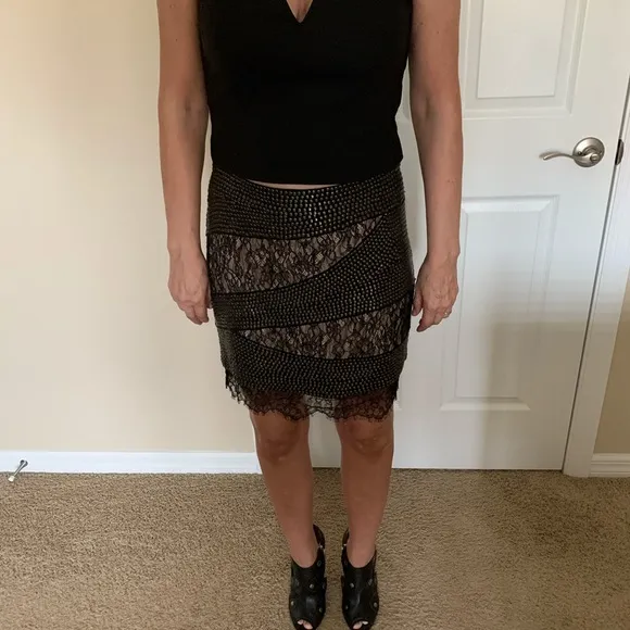 COPY - Haute Hippie Silk Lace and studded  Mini Skirt NWOT  Med