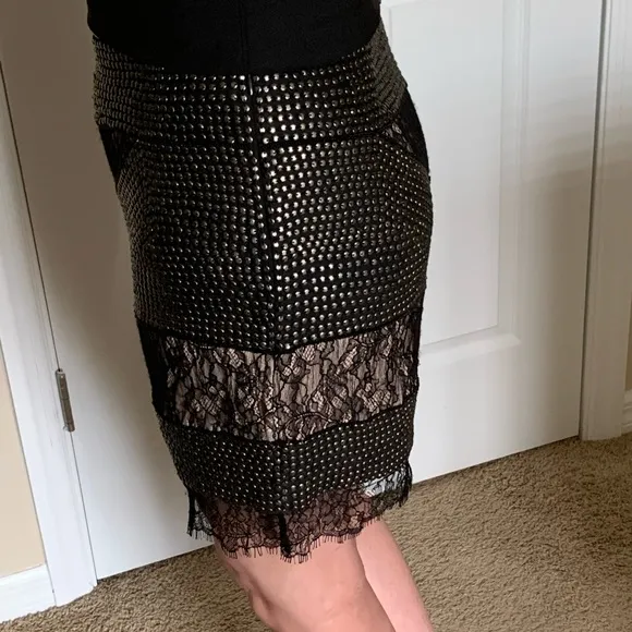 COPY - Haute Hippie Silk Lace and studded  Mini Skirt NWOT  Med
