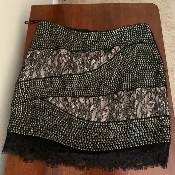 COPY - Haute Hippie Silk Lace and studded  Mini Skirt NWOT  Med