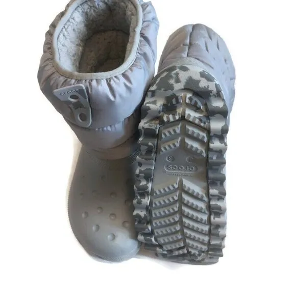 Crocs Classic Lined Neo Puff Slip On Boot K Youth Kids Size J3 Light Gray
