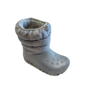 Crocs Classic Lined Neo Puff Slip On Boot K Youth Kids Size J3 Light Gray