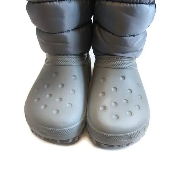 Crocs Classic Lined Neo Puff Slip On Boot K Youth Kids Size J3 Light Gray