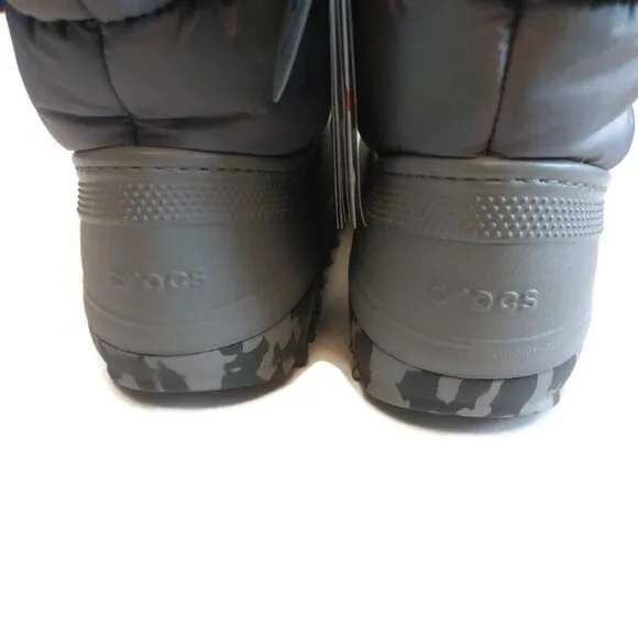 Crocs Classic Lined Neo Puff Slip On Boot K Youth Kids Size J3 Light Gray