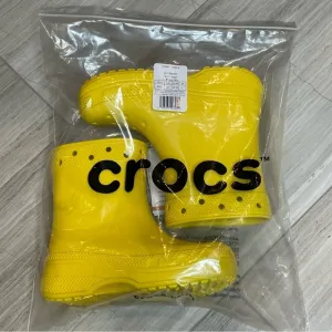 Crocs Classic Rain Boot Showers Spring Sunflower Yellow Kids Unisex Girls 1 NWT
