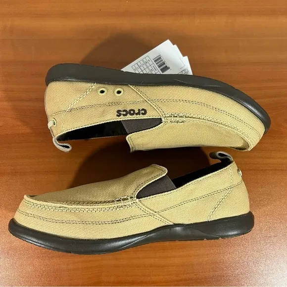 Crocs Walu Khaki Espresso Brown Men's Slip On Canvas Shoe Size 7 #837