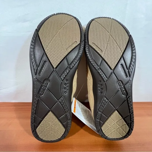 Crocs Walu Khaki Espresso Brown Men's Slip On Canvas Shoe Size 7 #837
