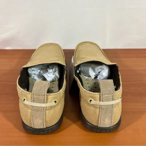 Crocs Walu Khaki Espresso Brown Men's Slip On Canvas Shoe Size 7 #837