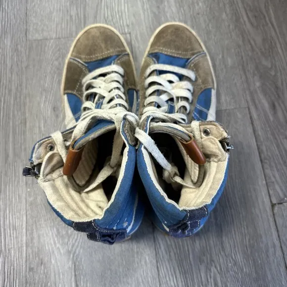 Diesel D-String Plus Shoes Blue Brown Denim Suede High Tops Opium Mens Size 8.5