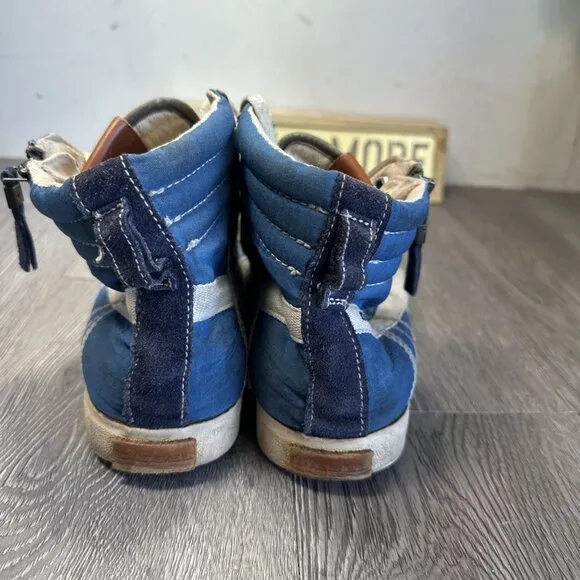Diesel D-String Plus Shoes Blue Brown Denim Suede High Tops Opium Mens Size 8.5
