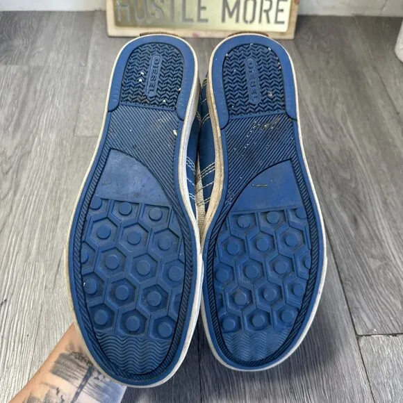 Diesel D-String Plus Shoes Blue Brown Denim Suede High Tops Opium Mens Size 8.5