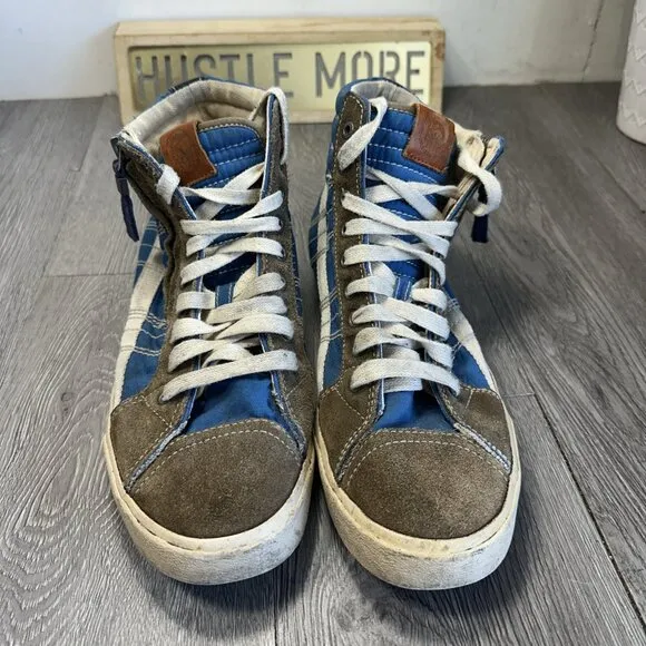 Diesel D-String Plus Shoes Blue Brown Denim Suede High Tops Opium Mens Size 8.5