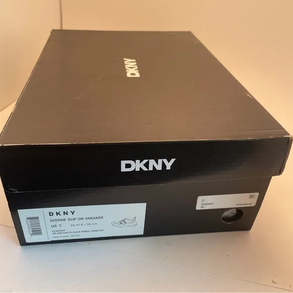 DKNY Justine Slip On Sneaker Black/Pebble Fashion Comfort Shoe Women's Size 7