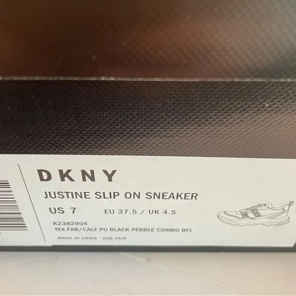 DKNY Justine Slip On Sneaker Black/Pebble Fashion Comfort Shoe Women's Size 7