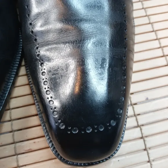 Domani Shoes By Johnston &amp; Murphy Monk Strap Buckle Black Brogue Hand Made Itali