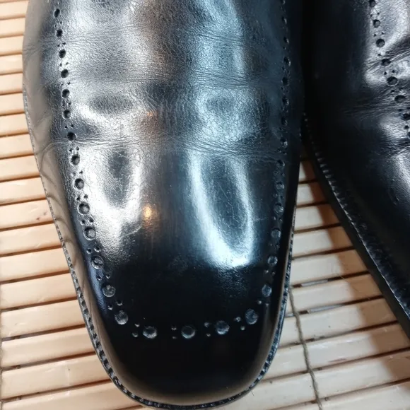 Domani Shoes By Johnston &amp; Murphy Monk Strap Buckle Black Brogue Hand Made Itali