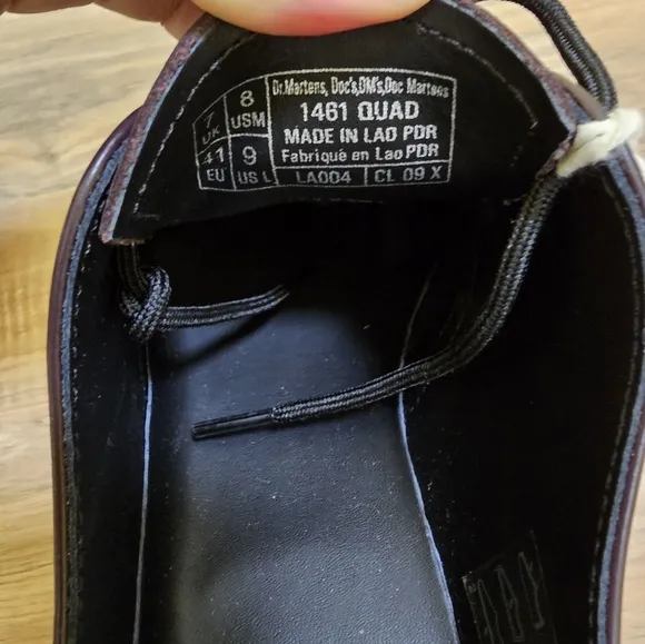 DR. MARTENS 1461 SMOOTH LEATHER PLATFORM SHOES, Burgundy, size US 9