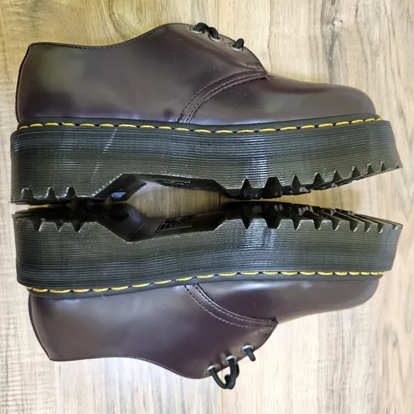 DR. MARTENS 1461 SMOOTH LEATHER PLATFORM SHOES, Burgundy, size US 9