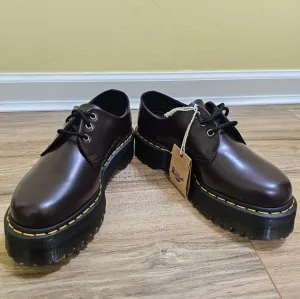 DR. MARTENS 1461 SMOOTH LEATHER PLATFORM SHOES, Burgundy, size US 9